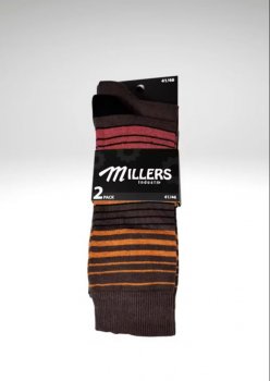 Millers - 2-pack Strumpa 5609 Enfärgad+Randig