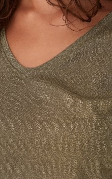 Only - onlSilvery SS V neck Lurex Top