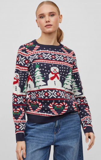 Vila - Vianna LS Snowman Christmas Knit Top