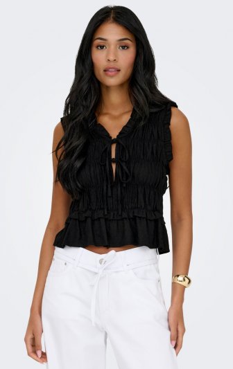 Only - onlGoa SS Linen Frill Top