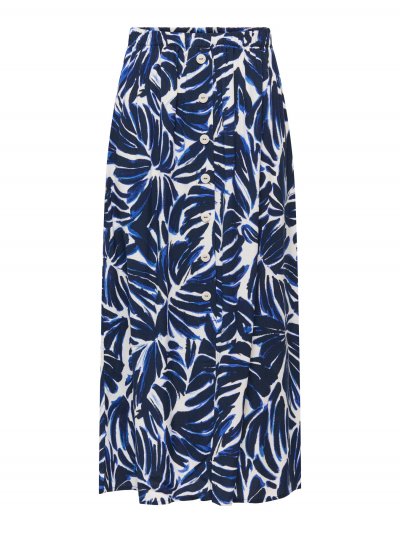 Only - onlNova Vis Button Skirt Monstera Print