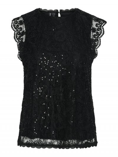 Pieces - pcOlline SL Lace Sequins Top