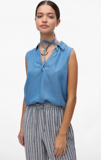 Vero Moda - vmHarper SL Collar Short Tencel Top