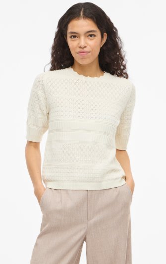 Vila - Vimilos SS O-neck Pointelle Top